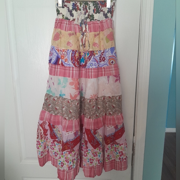 Bohemian Patchwork Maxi Skirt - Multicolor - Picture 2 of 4